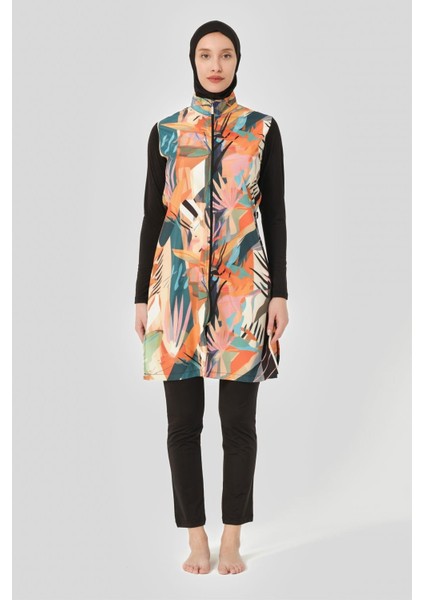 24402 Doğa Desenli Tesettür Mayo