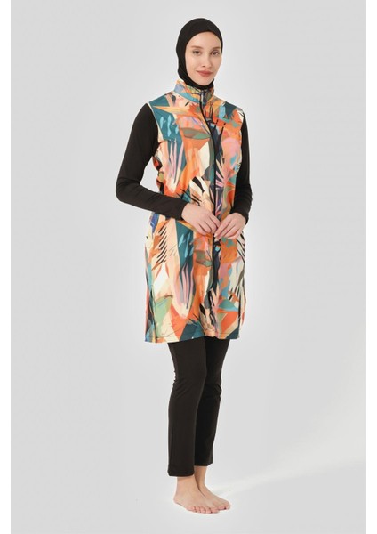 24402 Doğa Desenli Tesettür Mayo