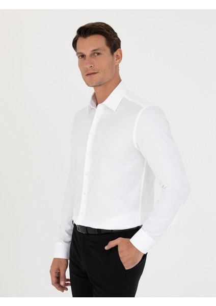 Erkek Beyaz Slim Fit Uzun Kollu Gömlek 50280192-VR013