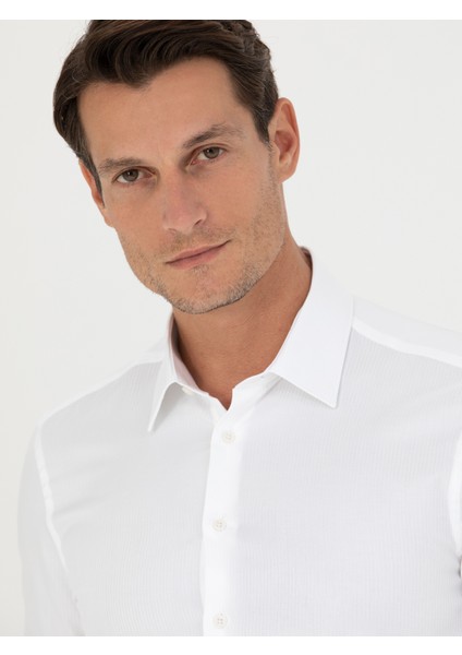 Erkek Beyaz Slim Fit Uzun Kollu Gömlek 50280192-VR013 fiyatları