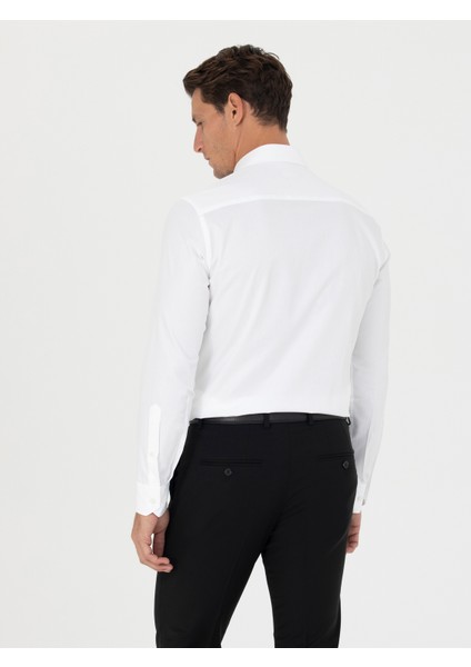 Erkek Beyaz Slim Fit Uzun Kollu Gömlek 50280192-VR013 indirimleri