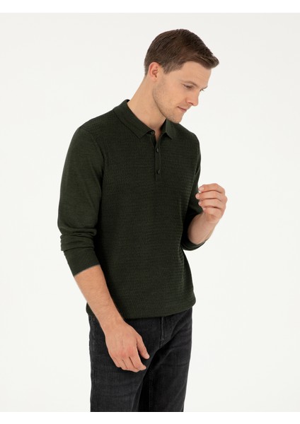 Erkek Haki Regular Fit Kazak 50279605-VR027