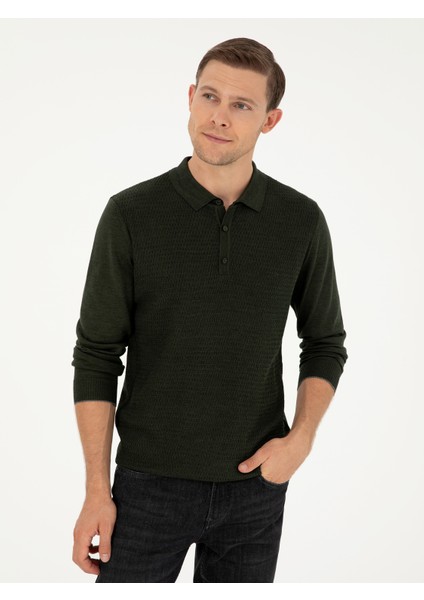 Erkek Haki Regular Fit Kazak 50279605-VR027 fırsatları