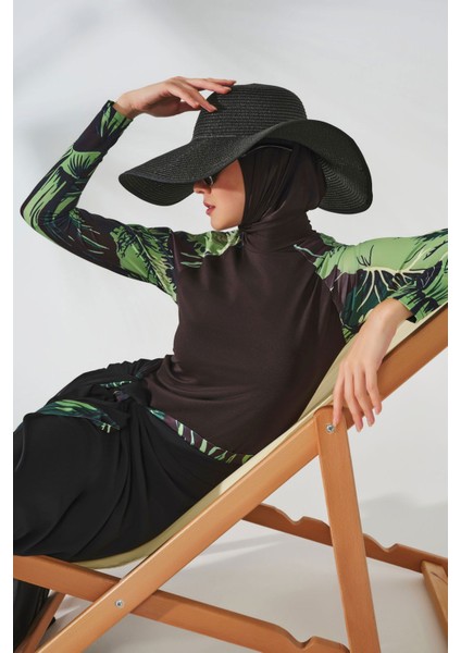 24624 Reglan Kol Dik Yaka Tesettür Mayo