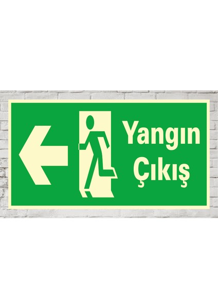 Yangın Çıkış Sol - Uyarı Tabela Levhası 14X31 cm Polikarbon