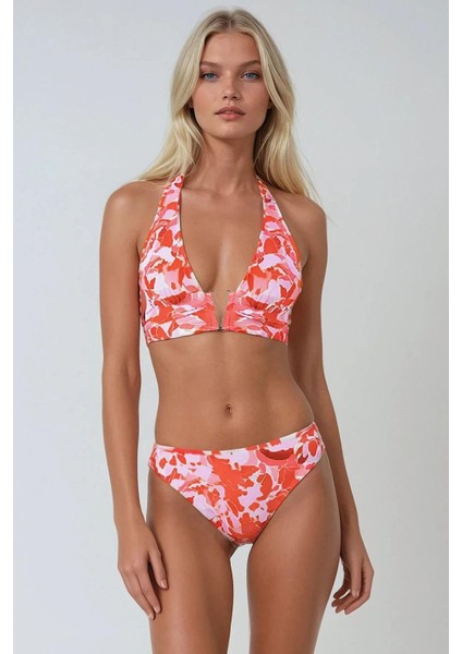Arıel Desenli Aksesuarlı Üçgen Bikini