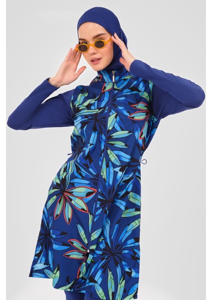 24402 Doğa Desenli Tesettür Mayo