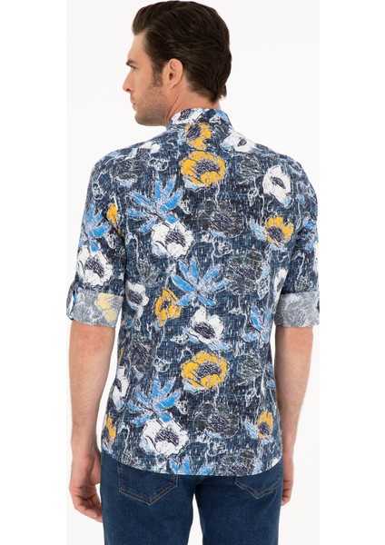 Erkek Lacivert Slim Fit Uzun Kollu Gömlek 50233204-VR033 indirimleri