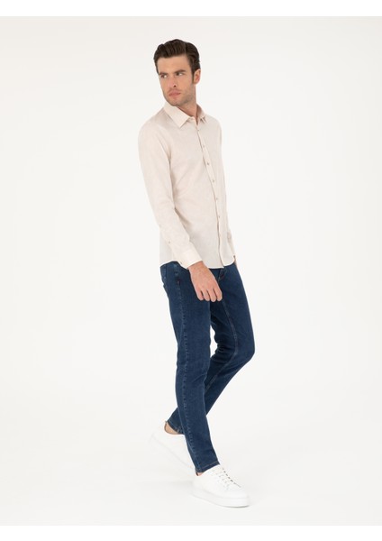 Erkek Bej Slim Fit Uzun Kollu Gömlek 50233014-VR011
