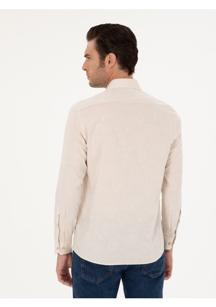 Erkek Bej Slim Fit Uzun Kollu Gömlek 50233014-VR011