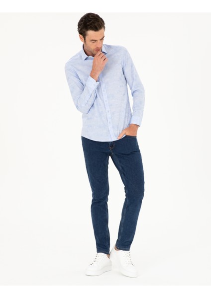 Erkek Açık Mavi Slim Fit Uzun Kollu Gömlek 50233094-VR003
