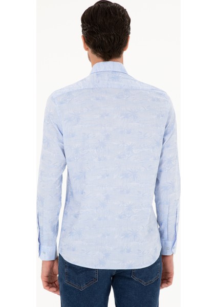 Erkek Açık Mavi Slim Fit Uzun Kollu Gömlek 50233094-VR003