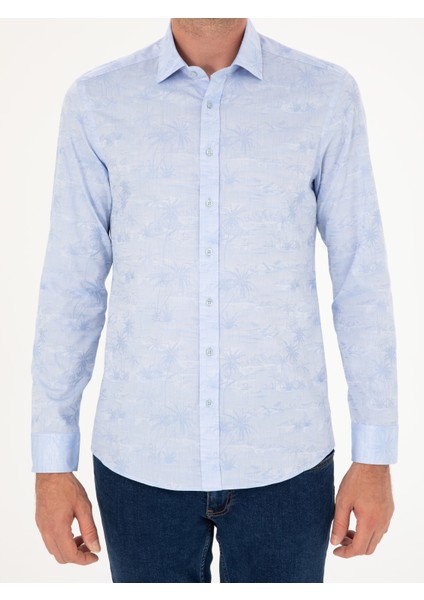 Erkek Açık Mavi Slim Fit Uzun Kollu Gömlek 50233094-VR003