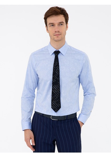 Erkek Açık Mavi Slim Fit Uzun Kollu Gömlek 50233014-VR003