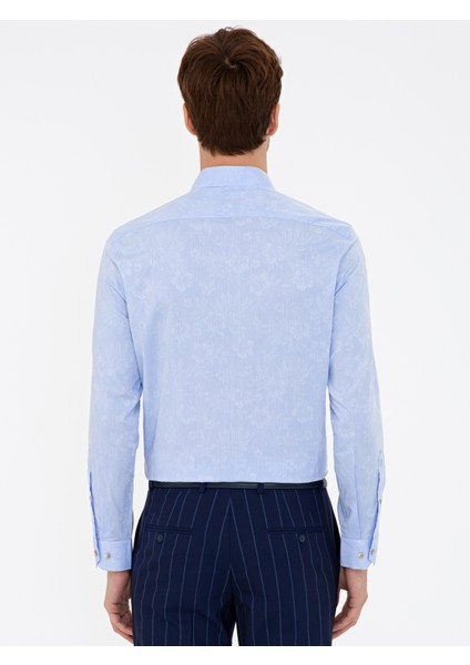 Erkek Açık Mavi Slim Fit Uzun Kollu Gömlek 50233014-VR003