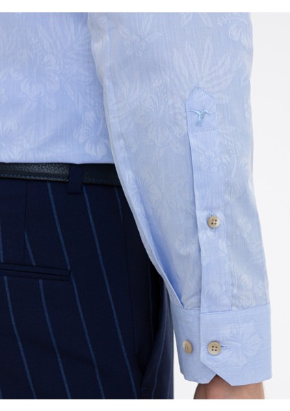Erkek Açık Mavi Slim Fit Uzun Kollu Gömlek 50233014-VR003