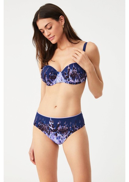 Vıolın Degrade Desenli Straplez Bikini