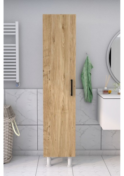 5 Raflı Banyo Boy Dolabı Beyaz Çam