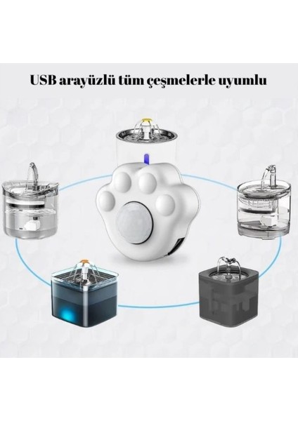 Kedi Su Sebili Hareketsensörü 3 Metreye Kadar Otomatikalgılama USB Girişli