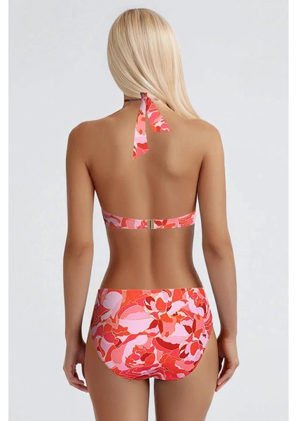 Arıel Desenli Aksesuarlı Üçgen Bikini