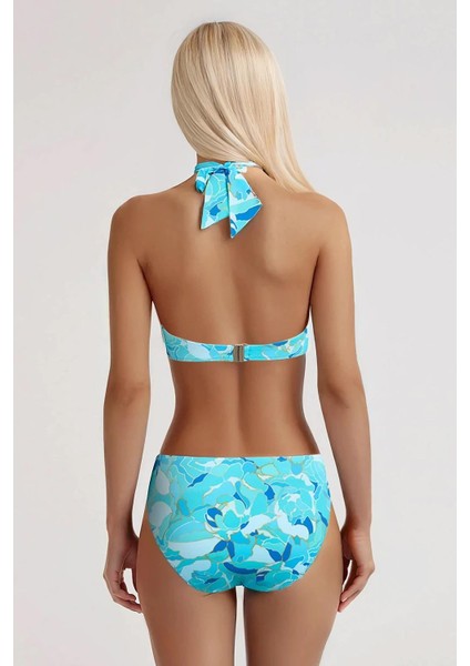 Arıel Desenli Aksesuarlı Üçgen Bikini