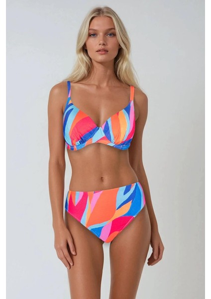 Regen Simli Kumaşlı Toparlayıcı Bikini