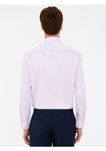 Erkek Açık Pembe Slim Fit Uzun Kollu Basic Gömlek 50235529-VR078