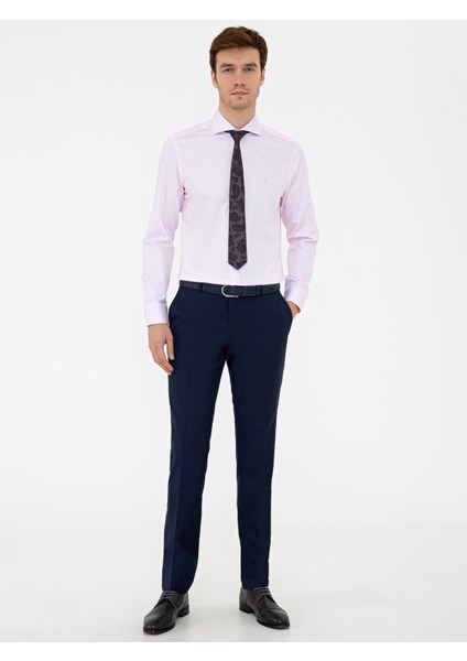 Erkek Açık Pembe Slim Fit Uzun Kollu Basic Gömlek 50235529-VR078