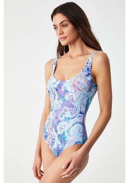 Selendalın Desenli Yuvarlak Yaka Mayo modelleri