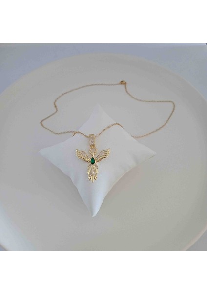 Gold Pirinç Yeşil Zirkon Taşlı Kolye fiyatları