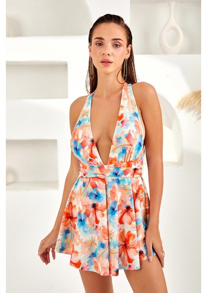 Lapieno 4103 Boyundan Bağlı Dekolteli Elbise Mayo