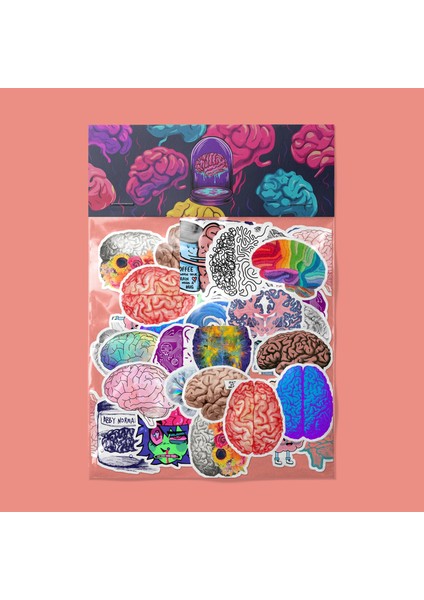 Beyin Sticker Paketi -Bullet Journal - Ajanda - Planner - Defter - Laptop Etiket Çıkartma Çok Renkli 10 x 15 Paket Boyutu 3 x 5 cm Stickerlar Paket Içeriği 25 Adet Dadi Ramba Sticker