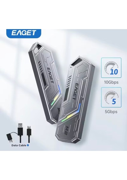 SE960D M2 Nvme+Sata Muhafaza Kutusu Çift Protokol Ce Lisanslı RGB'Li 2280/2260/2242/2230/ 10GBPS USB 3.2 Yüksek Hızlı Son Nesil Teknoloji Metal Sağlam