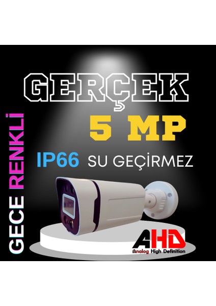 5 Mp 4 Kameralı Gece Renkli Sesli 250GB HDD Dahil Ahd Güvenlik Seti - ST25025