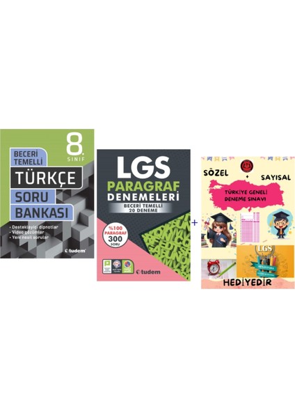 Tudem Yayınları Lgs Türkçe Beceri Temelli Soru Bankası - Lgs Paragraf 20'li Deneme - Hediye