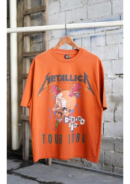 Metallica Damage Tour 1986 Oversize Unisex Turuncu T-Shirt fiyatları