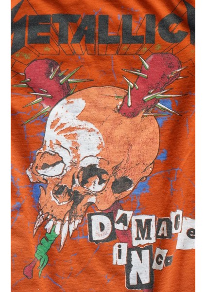 Metallica Damage Tour 1986 Oversize Unisex Turuncu T-Shirt indirimleri