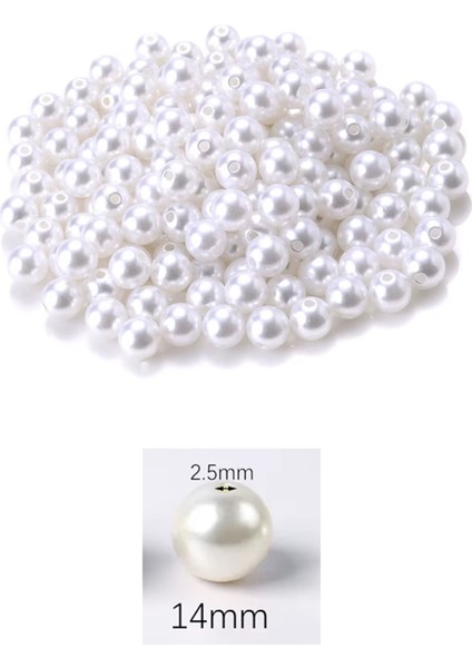 100 Gram 14MM Beyaz Renk Plastik İnci Boncuk Çanta ve Takı Yapım Boncuğu (~54 Adet) fiyatları
