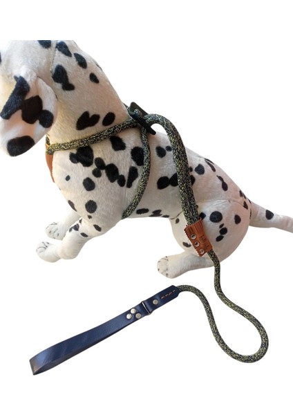 Köpek göğüs tasması gezdirme kayışı orta ve büyük ırk hakiki deri saplı halat kalınlık:12mm uzunluk:120cm göğüs ölçüsü:40-90cm ayarlamalı dog harness GT5-12