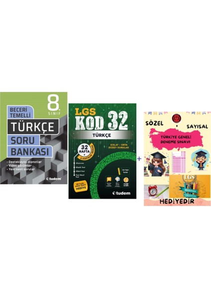 Tudem Yayınları Lgs Türkçe Beceri Temelli Soru Bankası - Lgs Türkçe Kod 32 Deneme - Hediye
