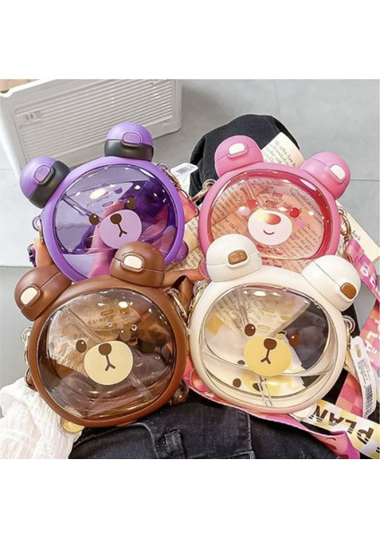 Ayıcık Su Matarası, Pembe, Beyaz ve Mor Renk Seçeneği, 1 Adet