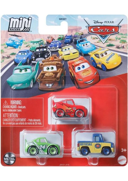 Disney Pixar Cars - Üçlü Mini Racers - Lightning Mcqueen & Brick Yardley & Dexter Hoover