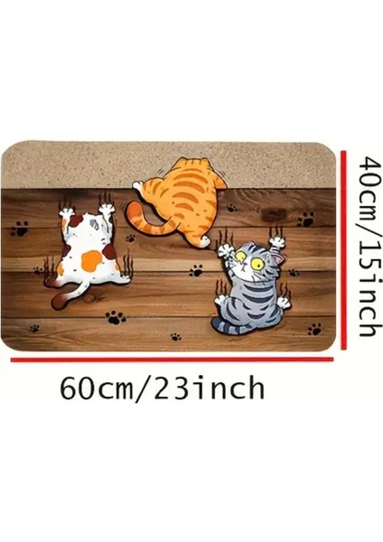 40*60 Cm/15.74*23.62 Inç 1 Adet Kedi Desenli Kapı Matı - Kaymaz