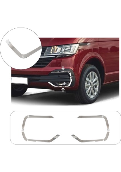 Volkswagen Transporter T6.1 Uyumlu Krom Sis Farı Çerçevesi 2 Parça Paslanmaz Çelik