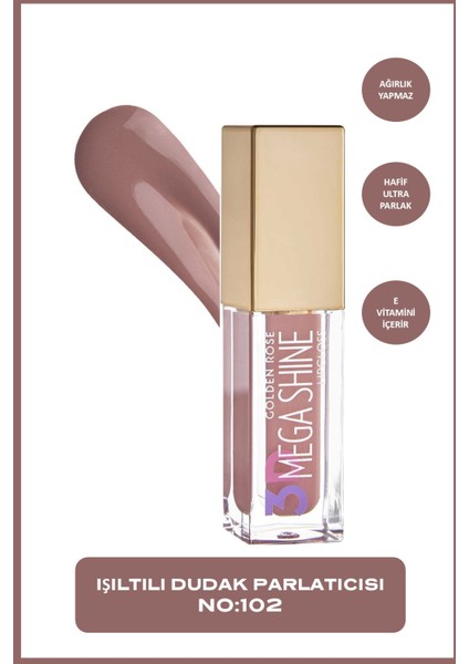 3D Mega Shine Lipgloss No: 102 - Renkli Dudak Parlatıcısı - 8691190494636