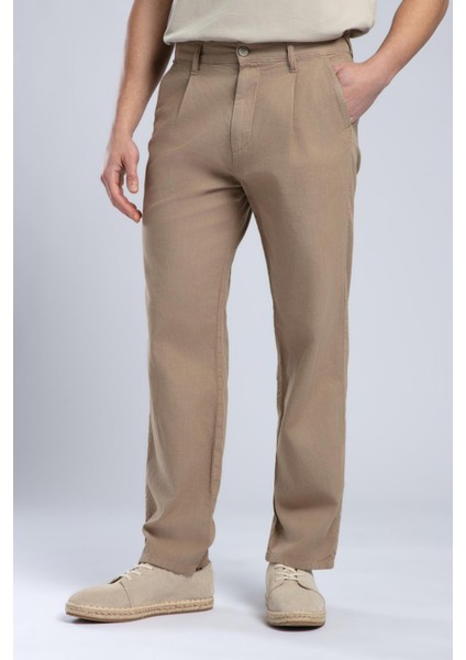 Matteo Erkek %100 Pamuk Dokuma Pantolon Camel modelleri