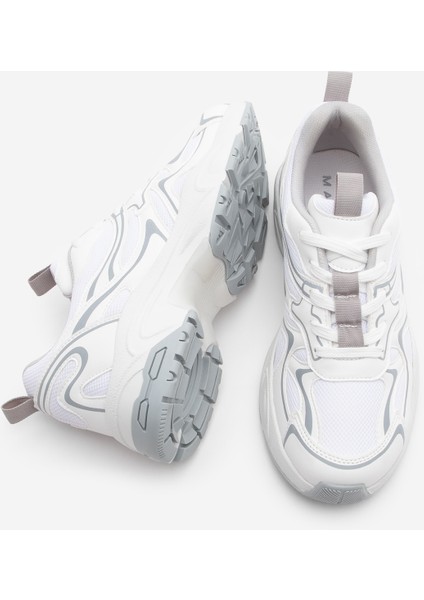Kadın Sneaker Kalın Taban Bağcıklı Çok Parçalı Spor Ayakkabı Asvora