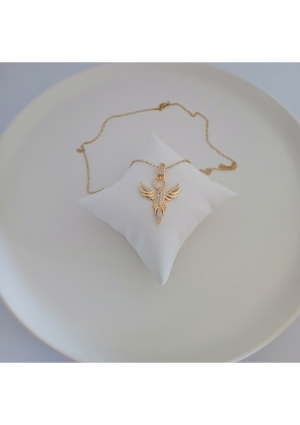 Gold Pirinç Zirkon Taşlı Anka Kuşu Kolye fırsatları