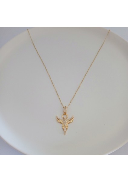 Gold Pirinç Zirkon Taşlı Anka Kuşu Kolye indirimleri