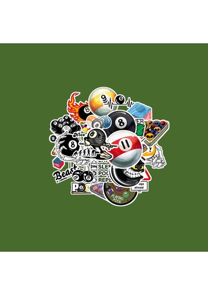 Bilardo Sticker Paketi -Bullet Journal - Ajanda - Planner - Defter - Laptop Etiket Çıkartma Çok Renkli 10 x 15 Paket Boyutu 3 x 5 cm Stickerlar Paket Içeriği 25 Adet Dadi Ramba Sticker